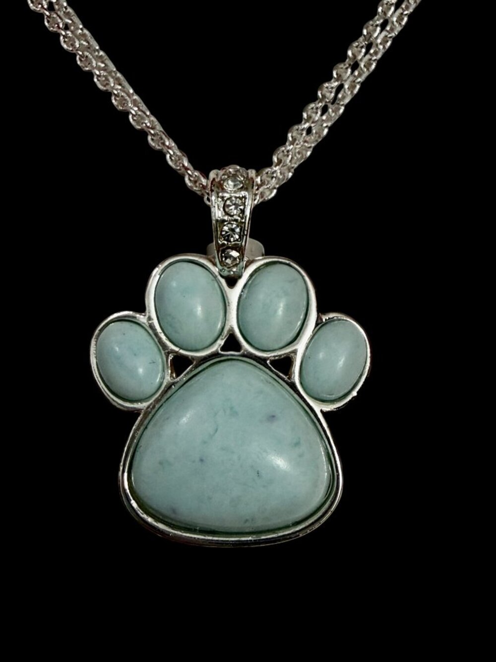 Max & Zoe Paw Necklace Semi-Precious Stone 18"+3" Chain Gift Box Holiday Design - Picture 2 of 5